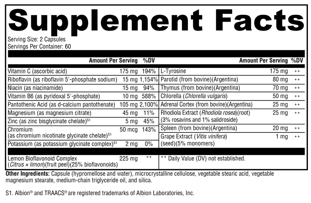 Adrenal Manager™ 120 Capsules Supplement Facts
