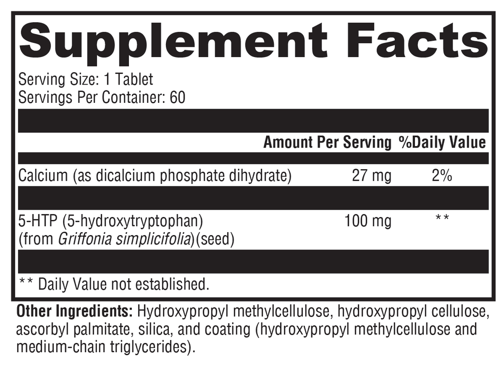 5-HTP CR 60 Tablets Supplement Facts