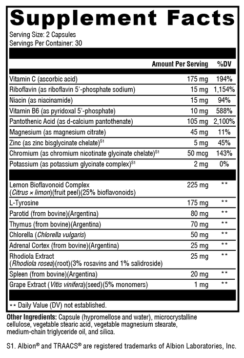 Adrenal Manager™ 60 Capsules Supplement Facts