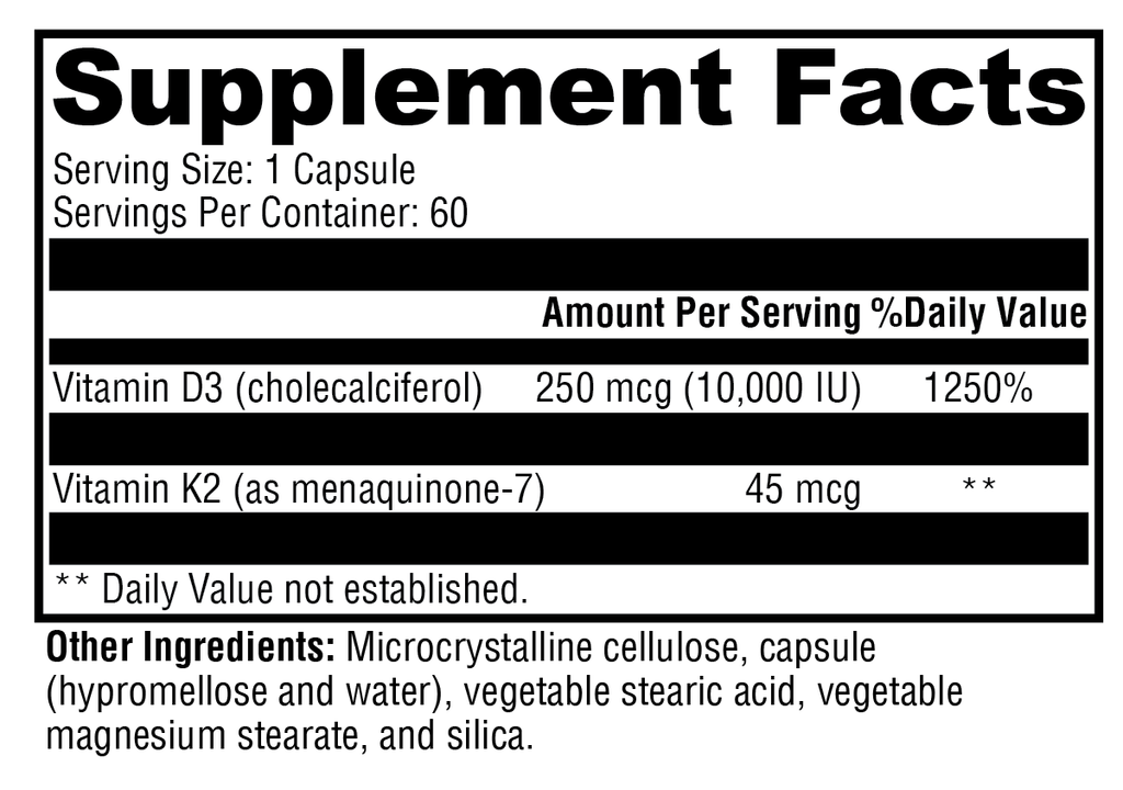 K2-D3 10,000 60 Capsules Supplement Facts