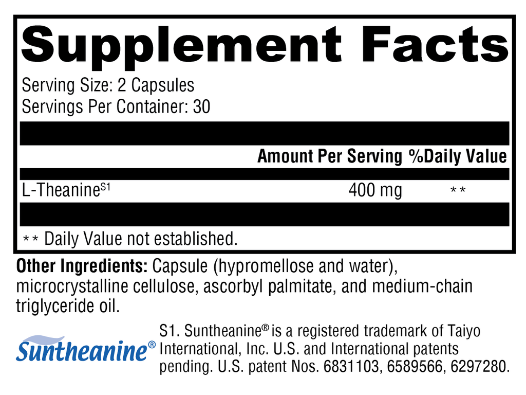 L-Theanine 60 Capsules Supplement Facts