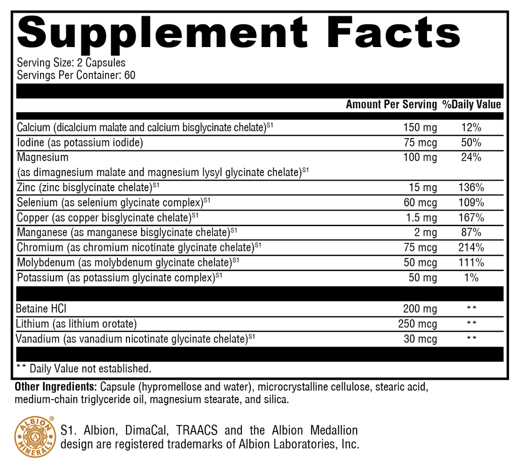 MinRex® 120 Capsules Supplement Facts
