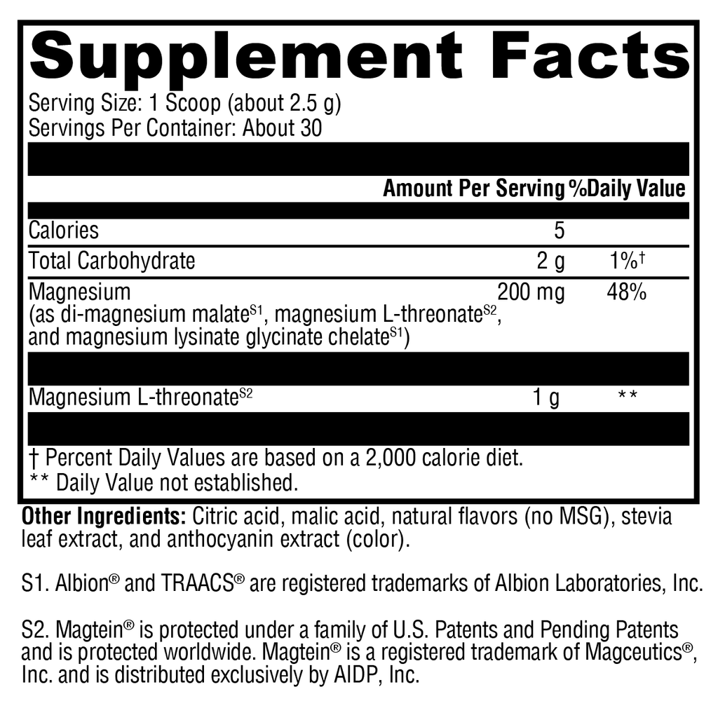 OptiMag® Neuro Mixed Berry 30 Servings Supplement Facts