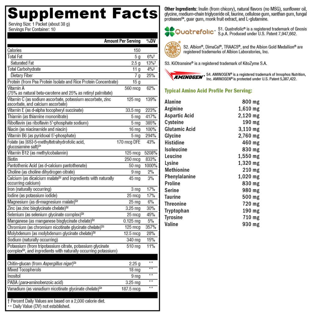 FIT Lean Food Complete French Vanilla 10 Servings Supplement Facts