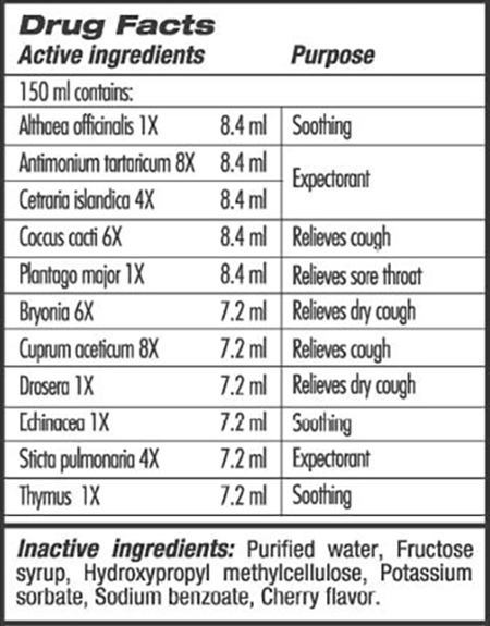 Guna Cough 5.07 fl oz Supplement Facts