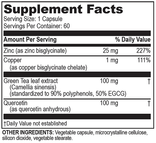 Brain Basics Opti Zinc Plus 60 Tablets Supplement Facts