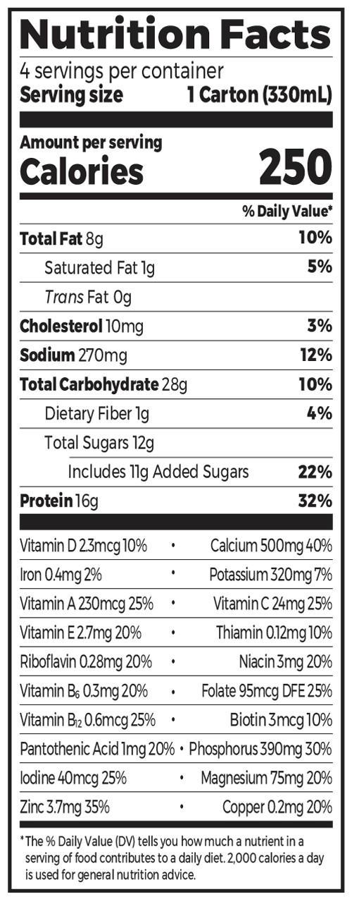 Organic Nutrition Shake Creamy Chocolate Fudge 4 Pack Supplement Facts