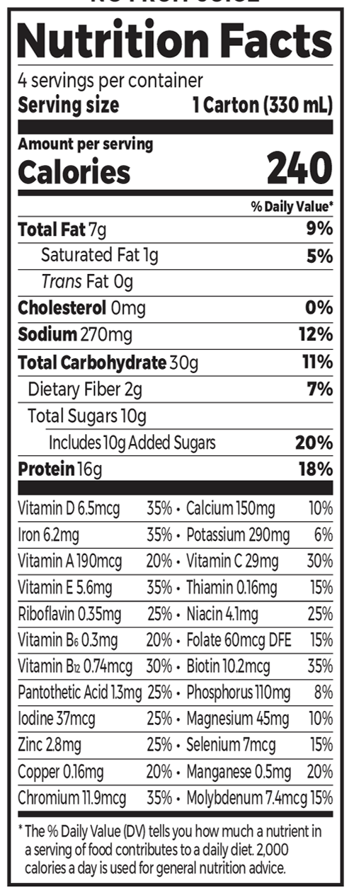 Vegan Organic Nutrition Shake Smooth Chocolate 4 Pack Supplement Facts