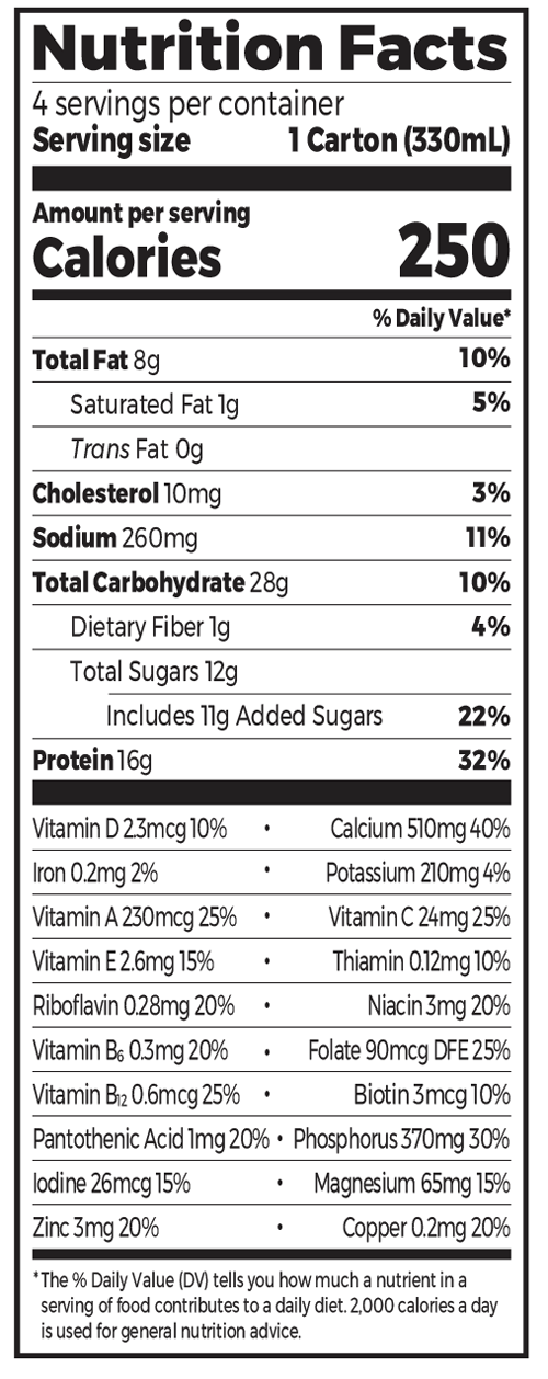 Organic Nutrition Shake Sweet Vanilla Bean 4 Pack Supplement Facts
