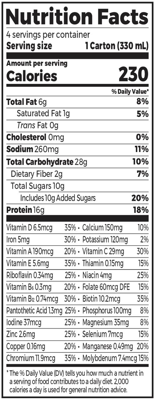 Vegan Organic Nutrition Shake Sweet Vanilla Bean 4 Pack Supplement Facts