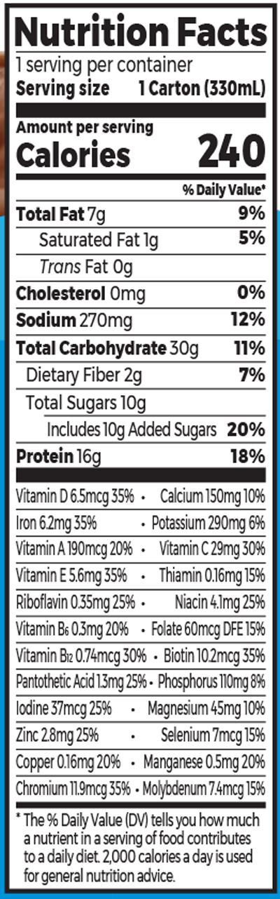 Vegan Organic Nutrition Shake Smooth Chocolate Single Serving Pack Supplement Facts