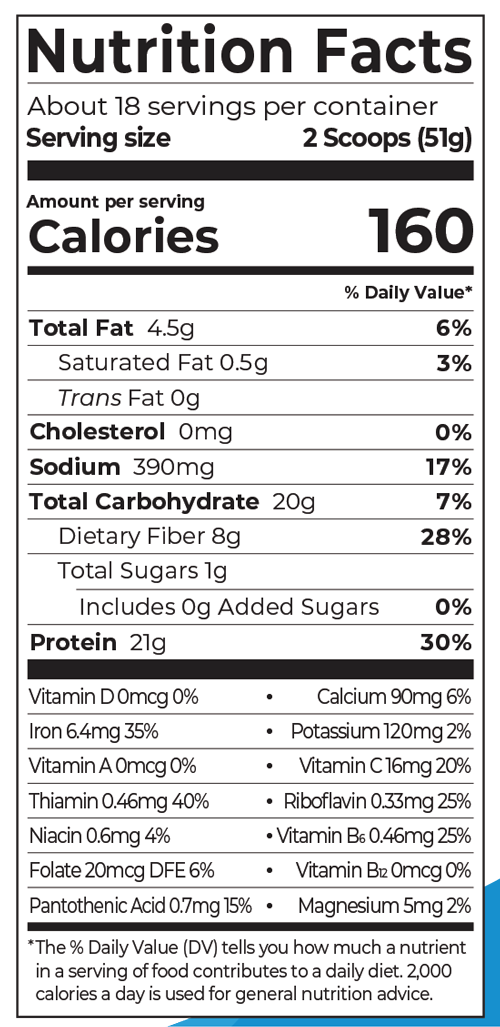 Organic Protein + Superfoods Protein Powder Plant Based Vanilla Bean 18 Servings Supplement Facts