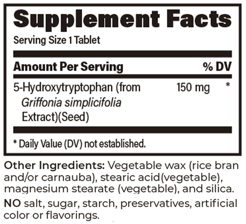 5-HTP SR 150mg 90 Tablets Supplement Facts