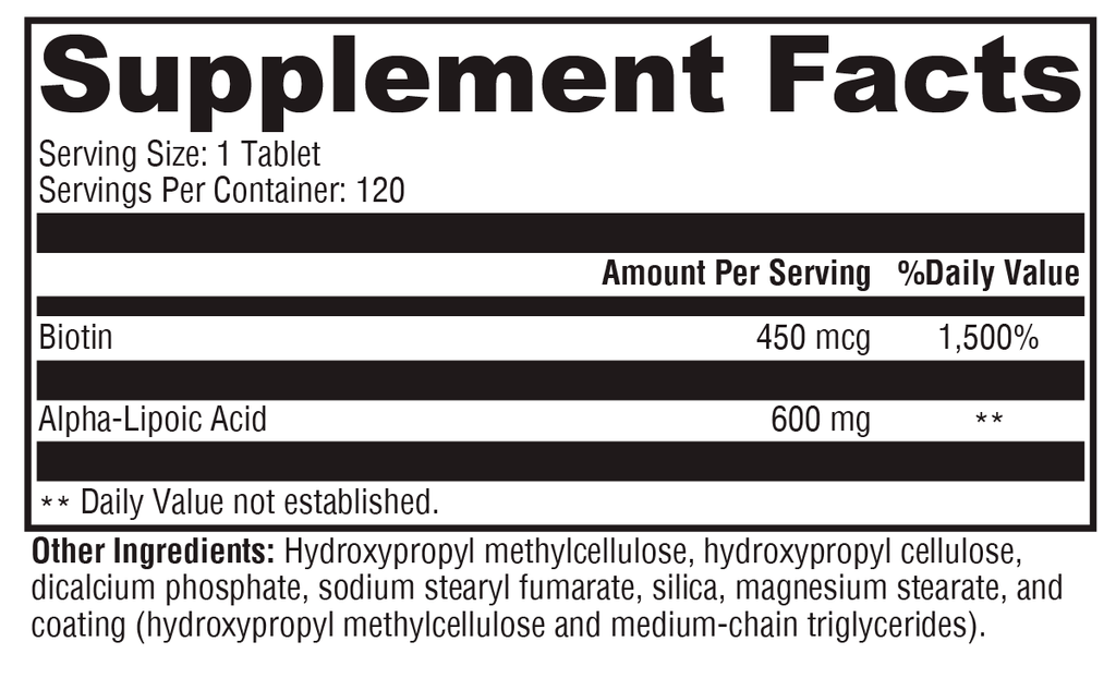 ALAmax™ CR 120 Tablets Supplement Facts