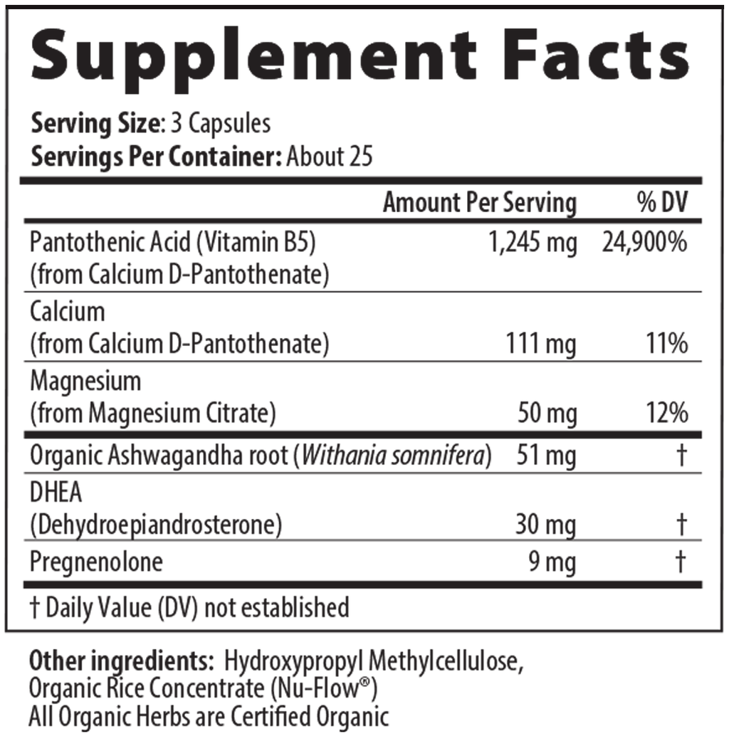 Adrenal Px DHEA 75 Capsules Supplement Facts