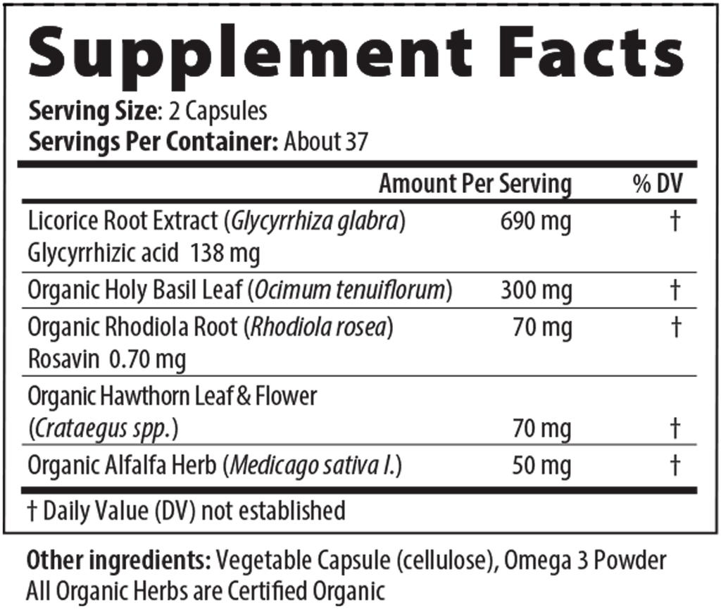 Adrenal Px L-BP 75 Capsules Supplement Facts