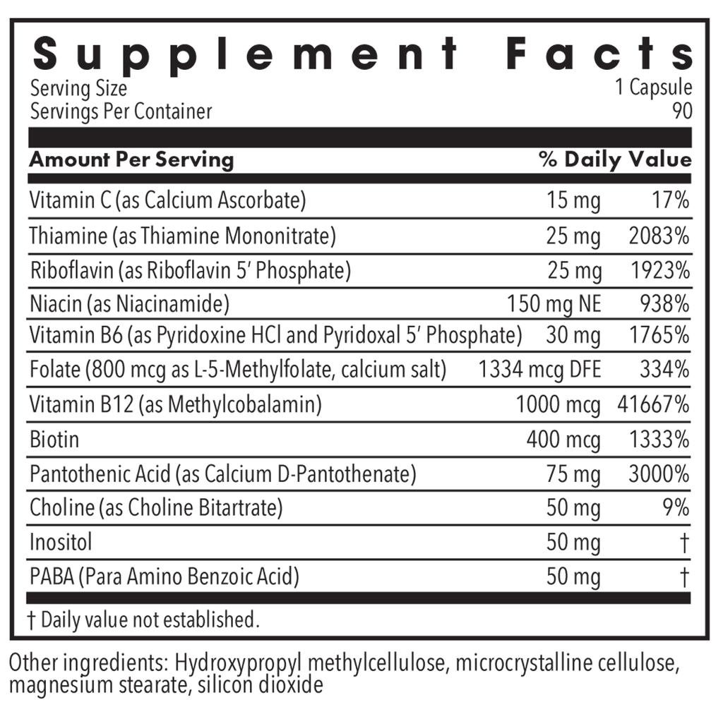 B-Complex 90 Capsules Supplement Facts
