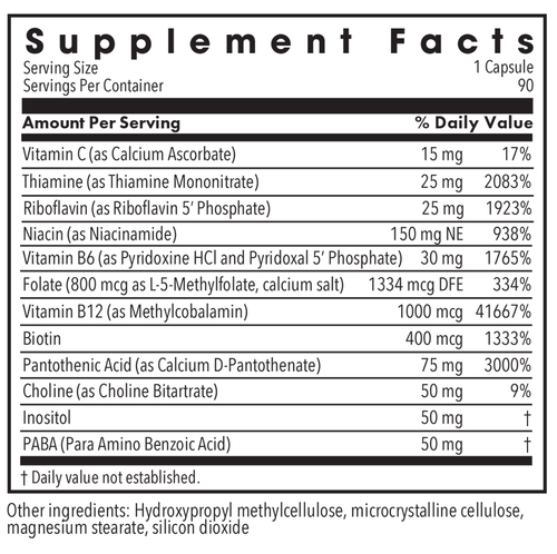 B-Complex 90 Capsules Supplement Facts