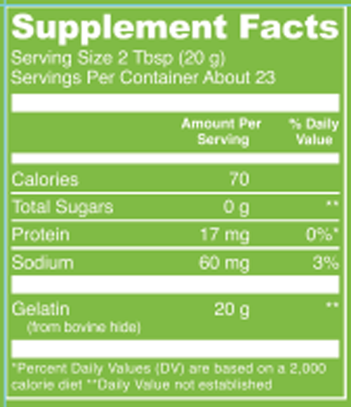 Beef Gelatin 23 Servings Supplement Facts