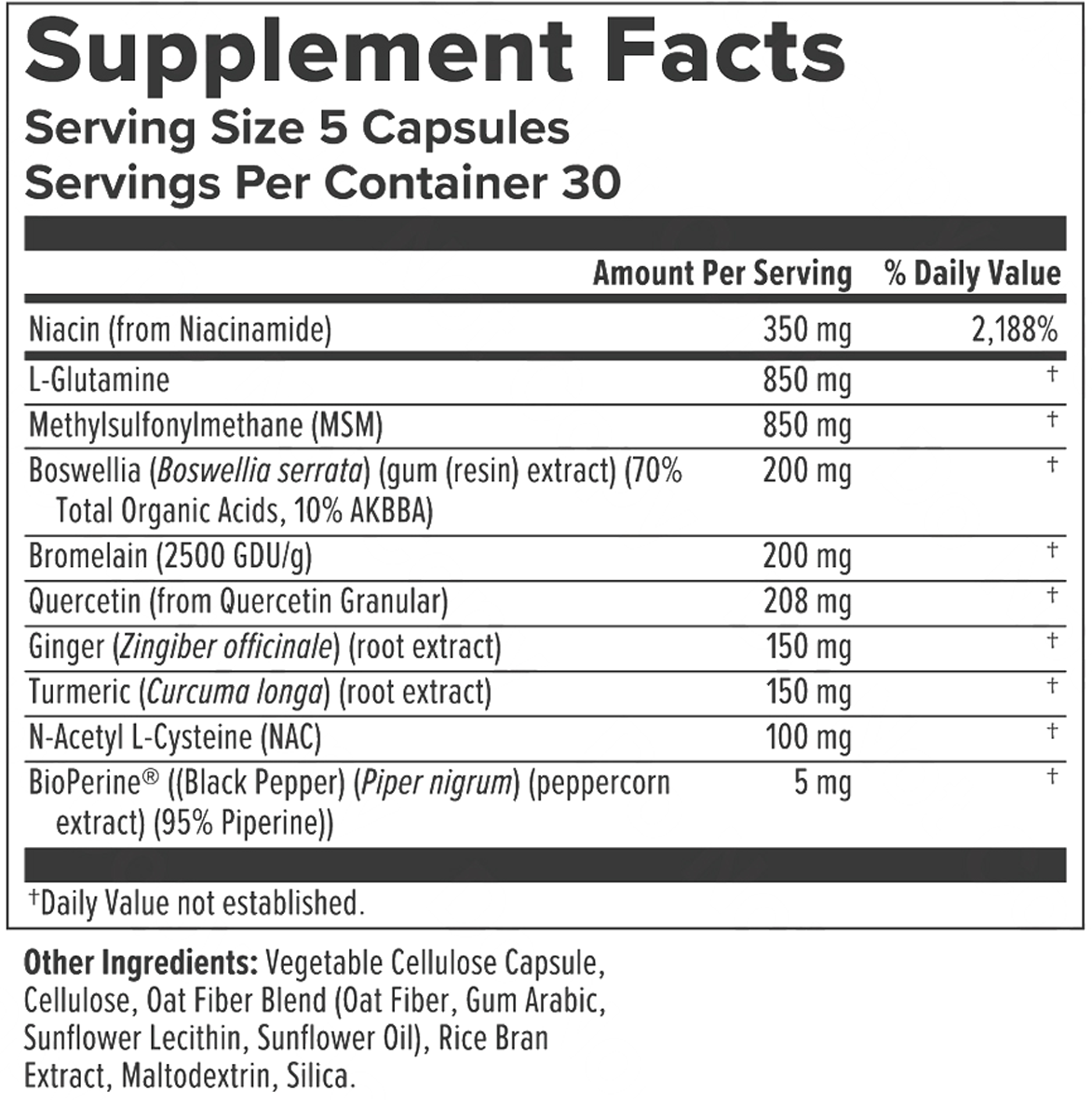 BioInflaMax 150 Capsules Supplement Facts