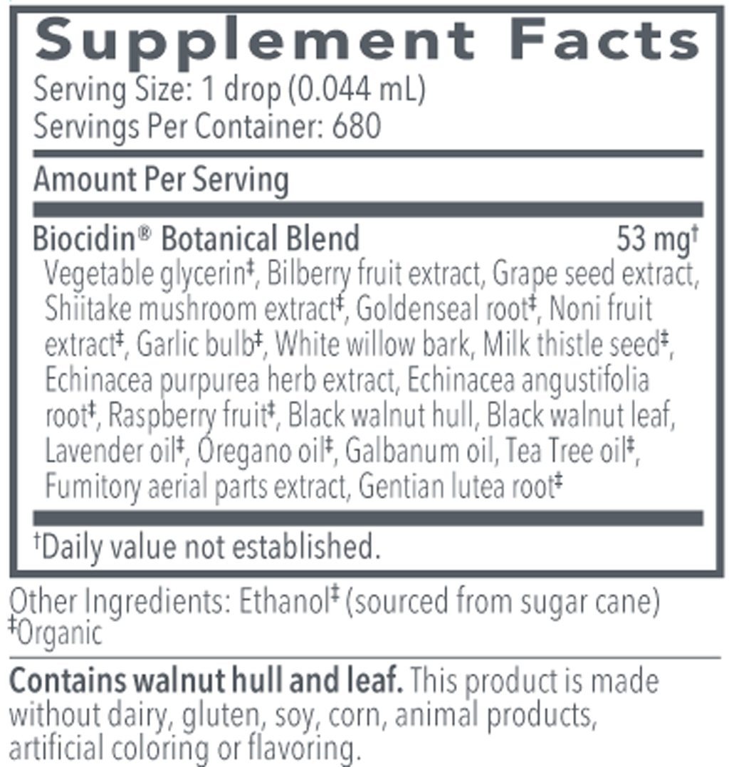 Biocidin® 1 fl oz Supplement Facts