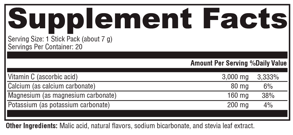 Buffered C Powder Fruit Punch 20 Servings Supplement Facts