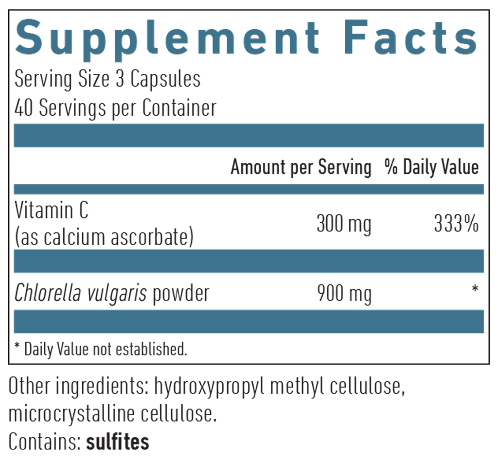 Chlorella Plus C 120 Capsules Supplement Facts
