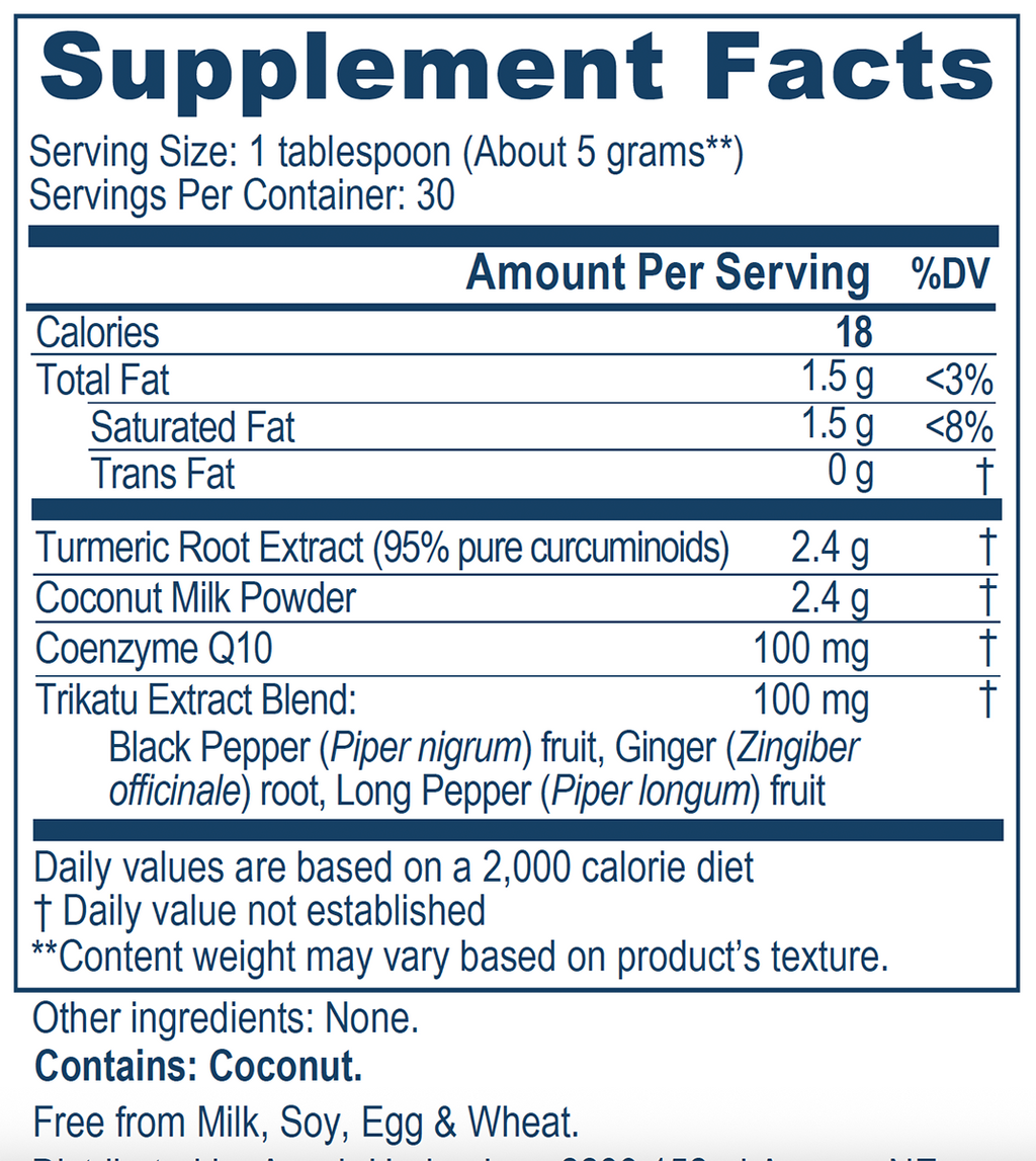 CoCurcumin 30 Servings Supplement Facts