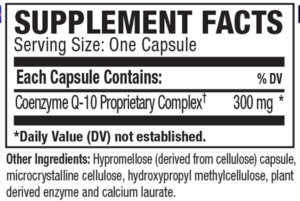 CoQ10 Pro 60 Capsules Supplement Facts