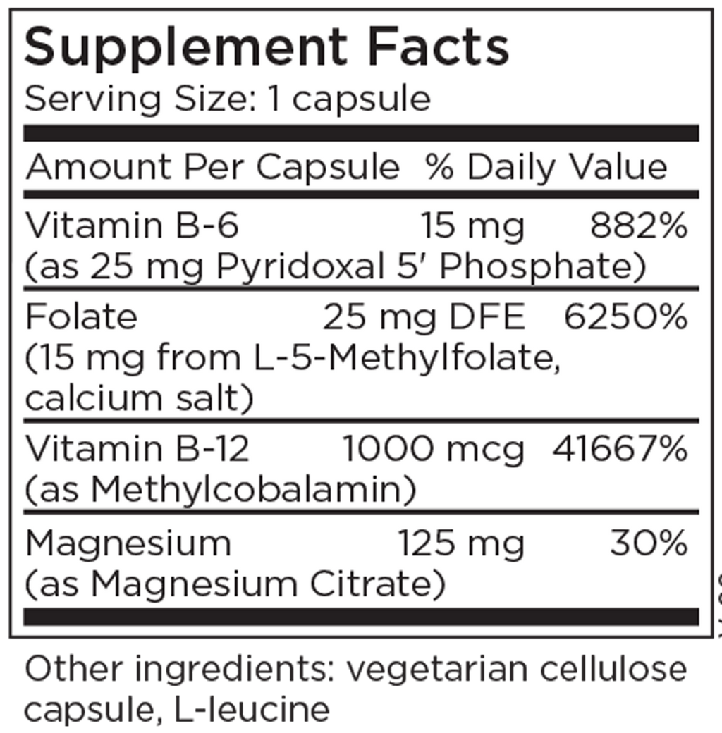 Cofactors + L-Methylfolate 15 mg 30 Capsules Supplement Facts