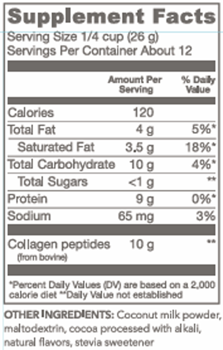 Collagen Creamer Mocha 12 Servings Supplement Facts