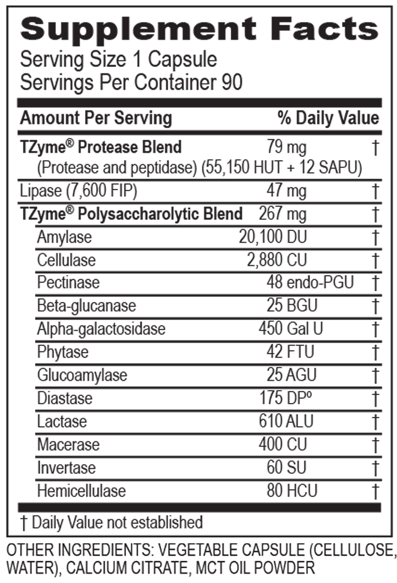 Digest* 90 Capsules Supplement Facts