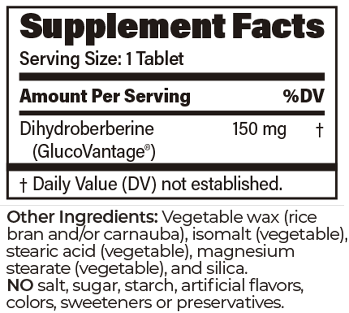Dihydroberberine SR 150 mg 60 Tablets Supplement Facts
