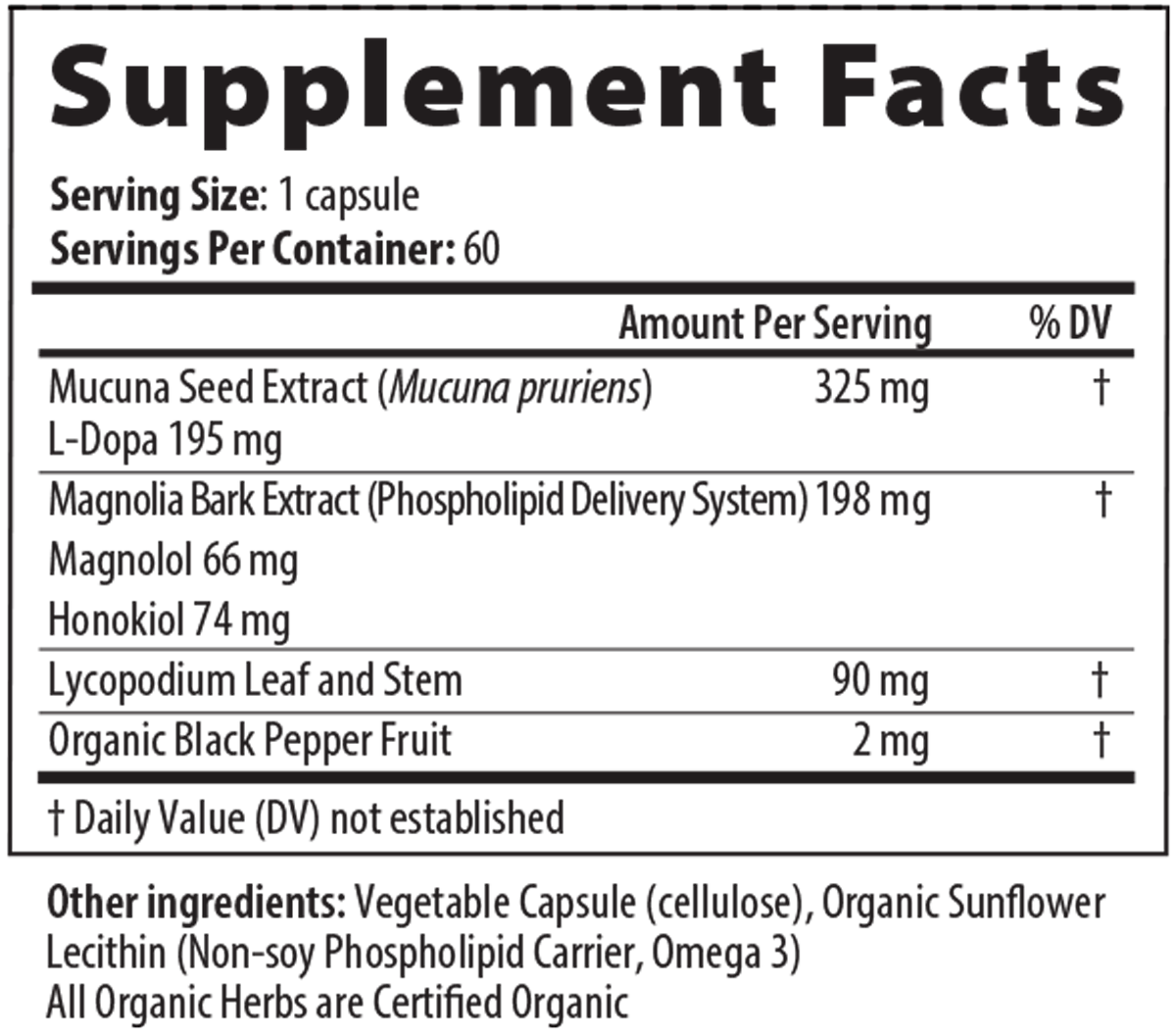 DopaMind 60 Capsules Supplement Facts