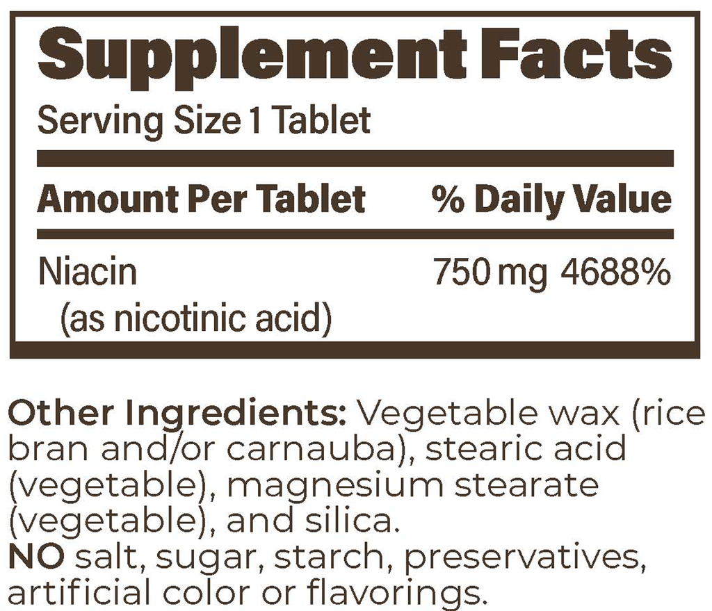 ENDUR-ACIN ER 750 mg 60 Tablets Supplement Facts