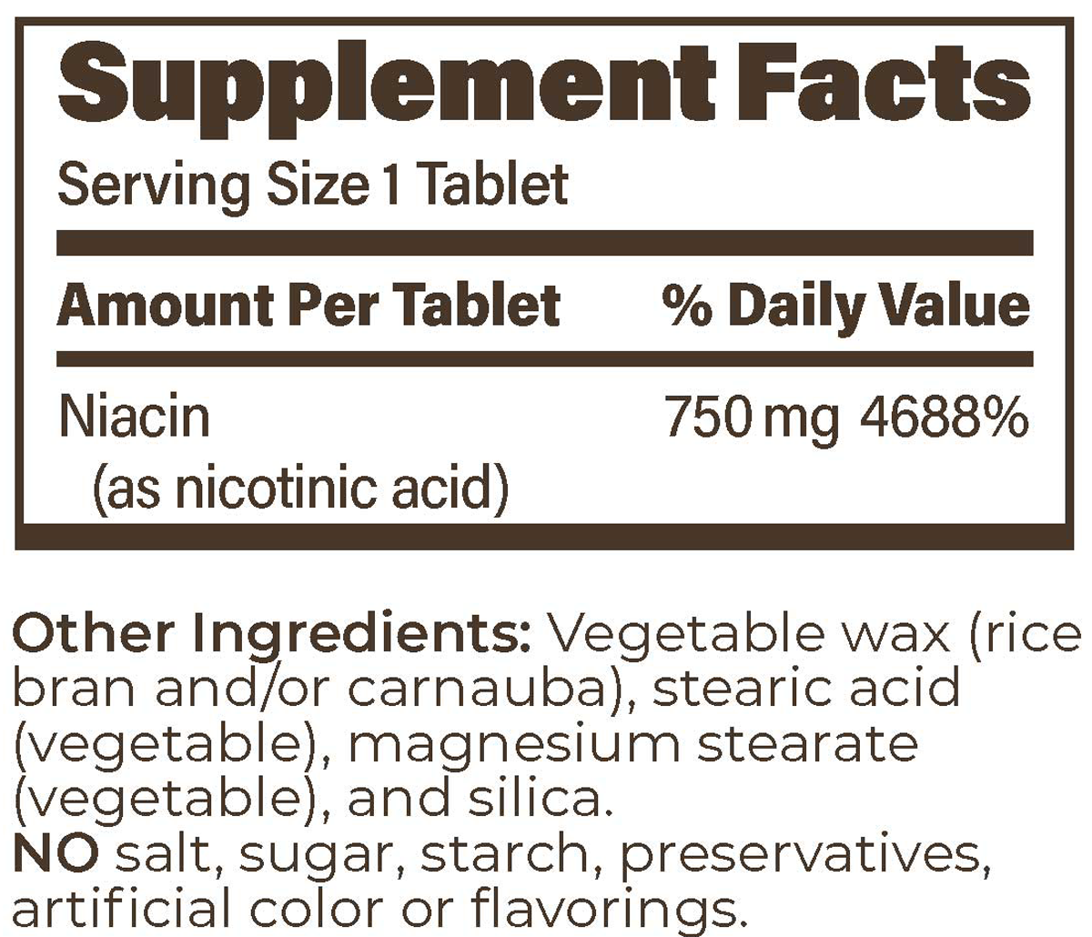 ENDUR-ACIN ER 750 mg 60 Tablets Supplement Facts