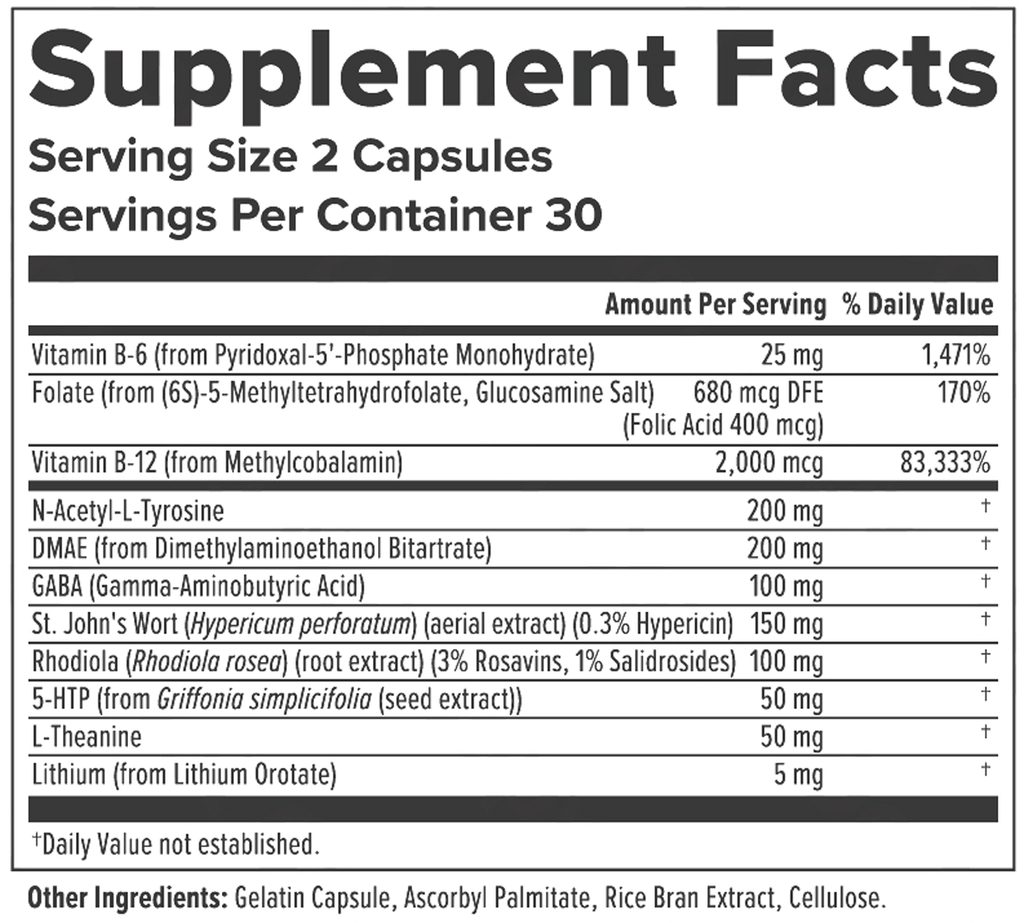 Eskaloft Neuro+ 60 Capsules Supplement Facts