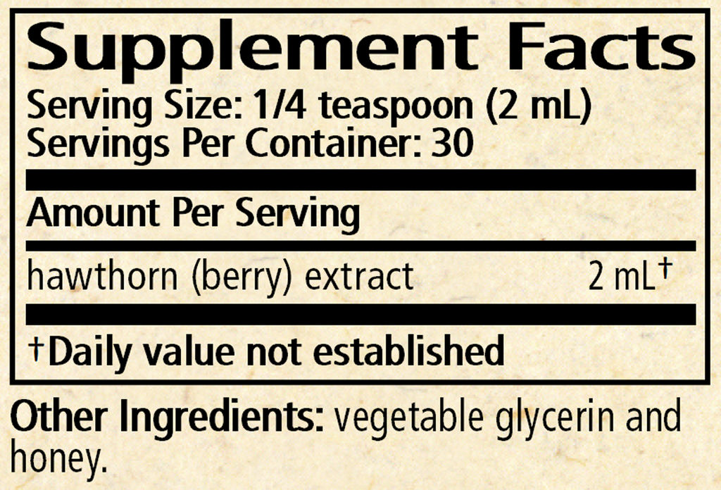 Hawthorn 30 Servings Supplement Facts