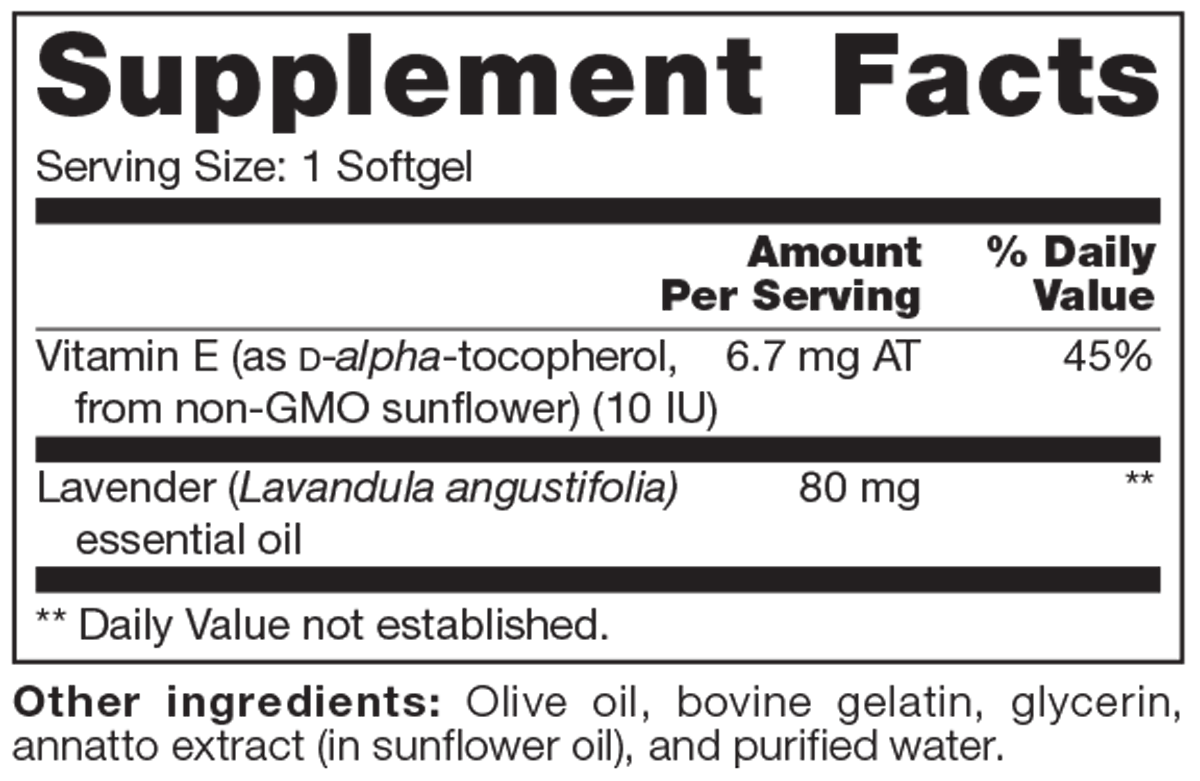 Lavender SAP 60 Softgels Supplement Facts
