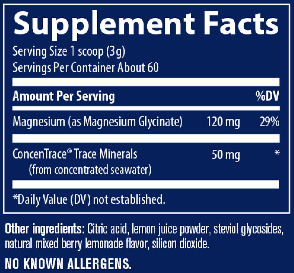 Magnesium Glycinate Powder 60 Servings Supplement Facts