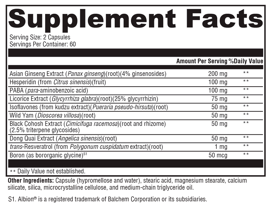 MedCaps Menopause™ 120 Capsules Supplement Facts