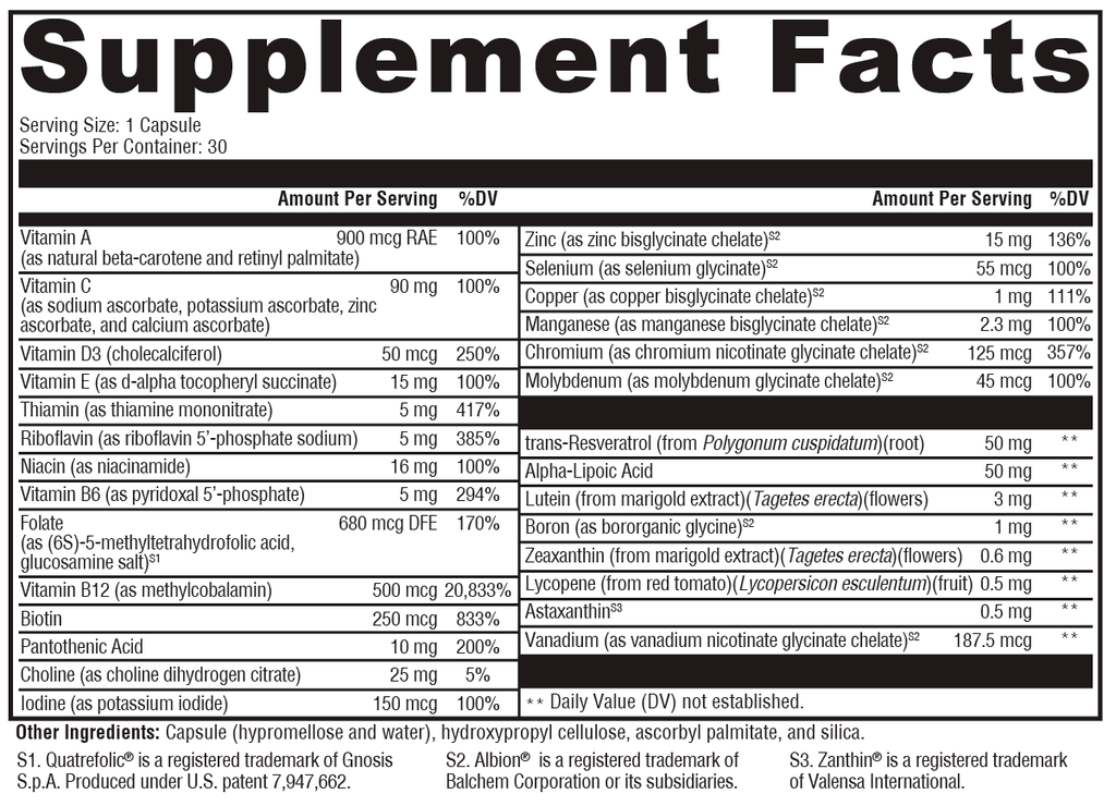 Multi BasiX™ 30 Capsules Supplement Facts