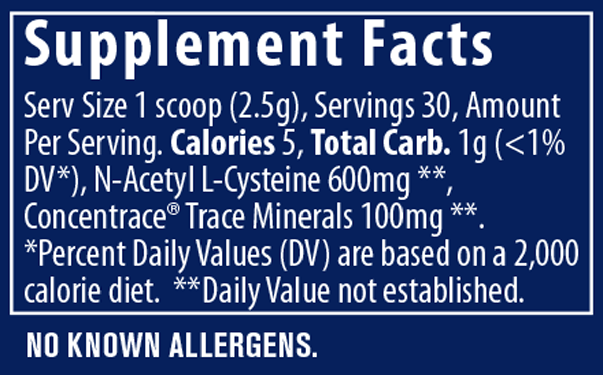 NAC Powder Watermelon 30 Servings Supplement Facts