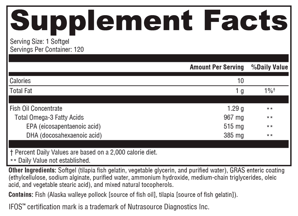 OmegaPure 900 EC™ 120 Softgels Supplement Facts