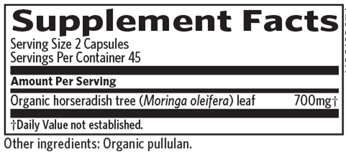 Moringa 90 Capsules Supplement Facts