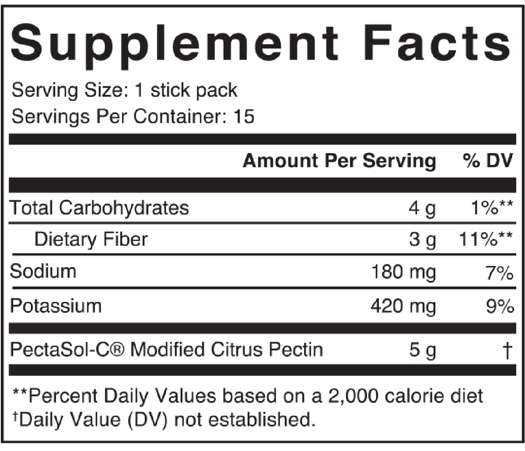 Pectasol Unflavored 15 Stick packs Supplement Facts