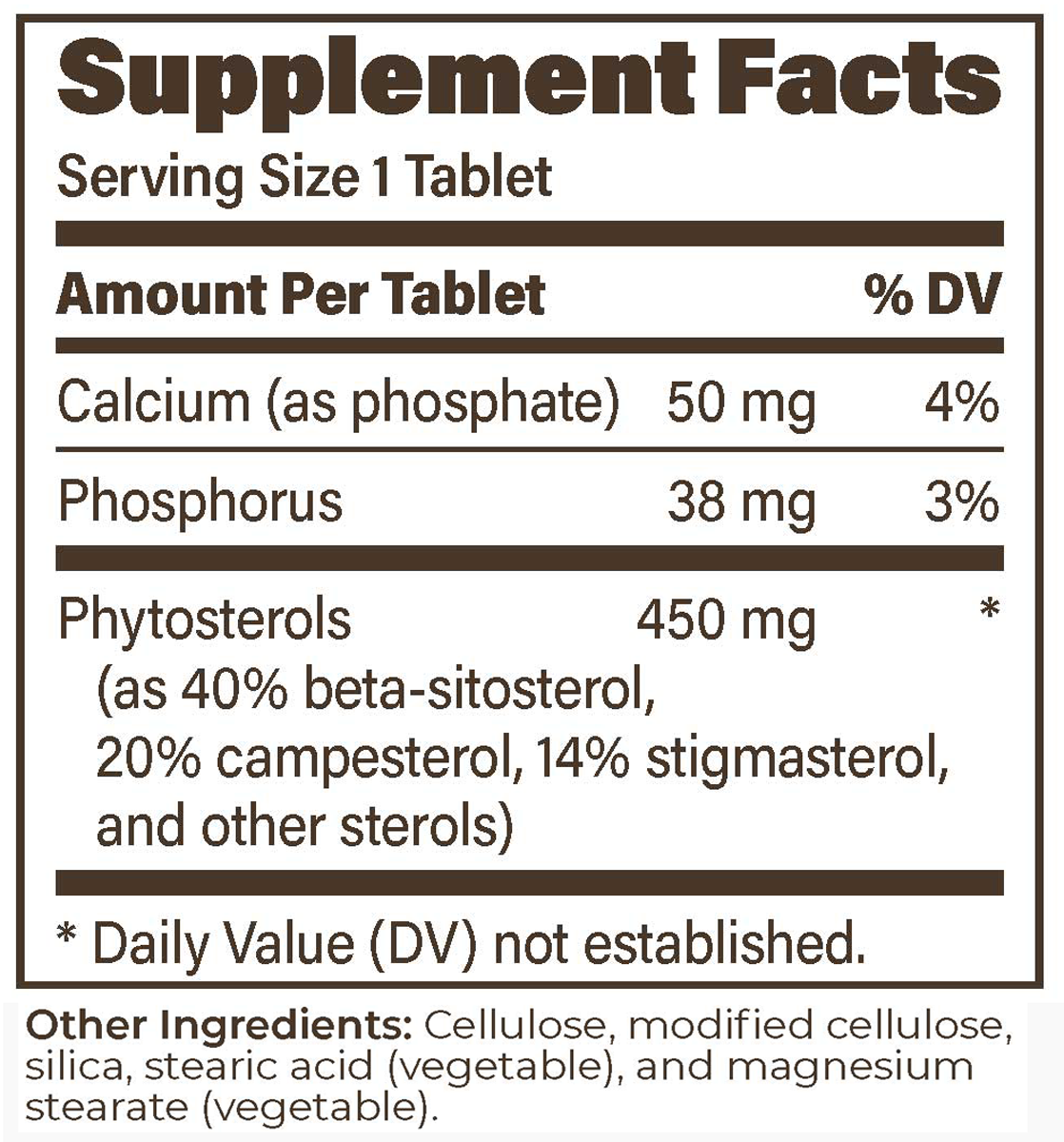 Phytosterols IR 450 mg 60 Tablets Supplement Facts