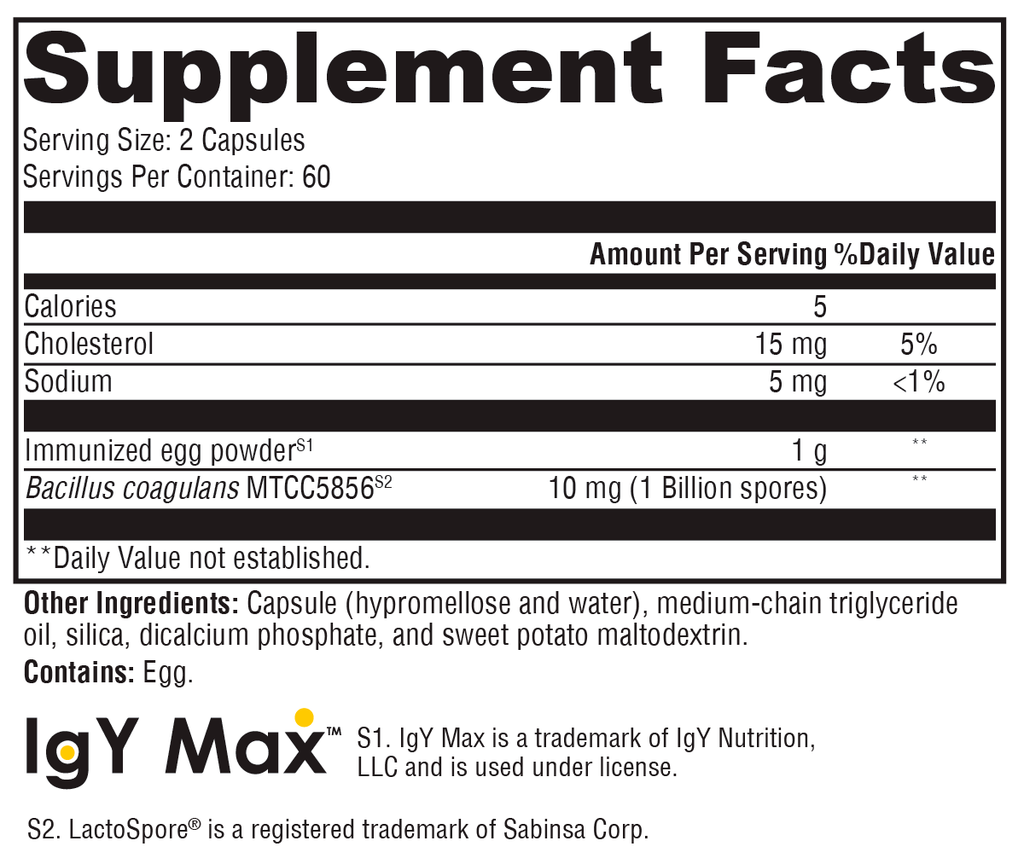 ProbioMax® IG 26 120 Capsules Supplement Facts
