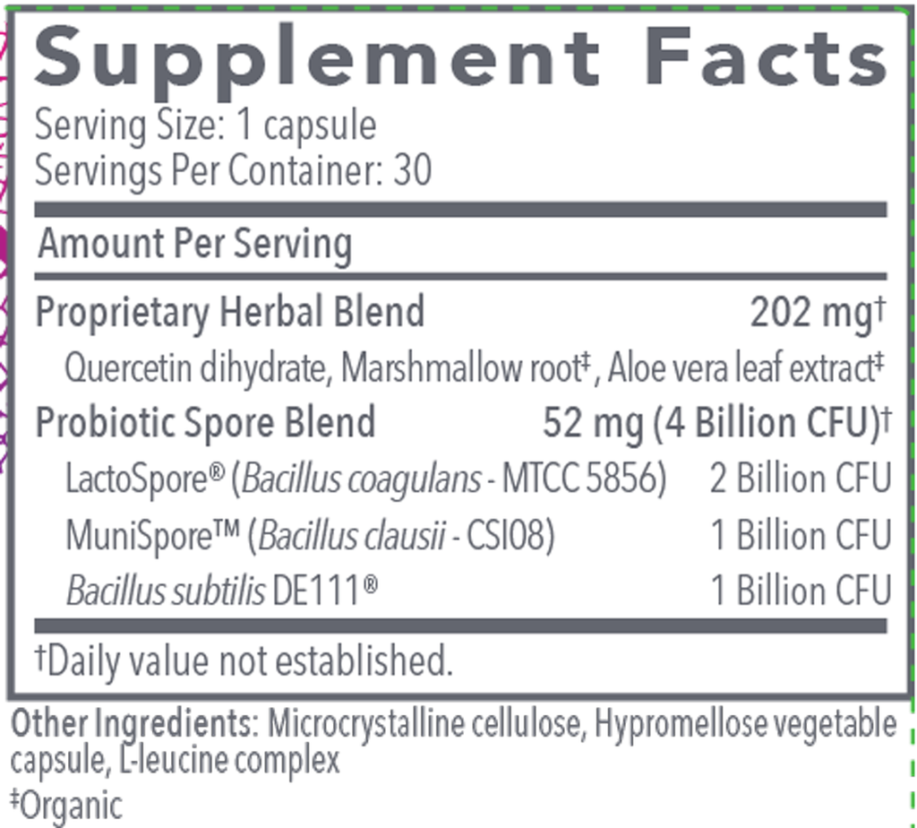 Proflora 4R 30 Capsules Supplement Facts