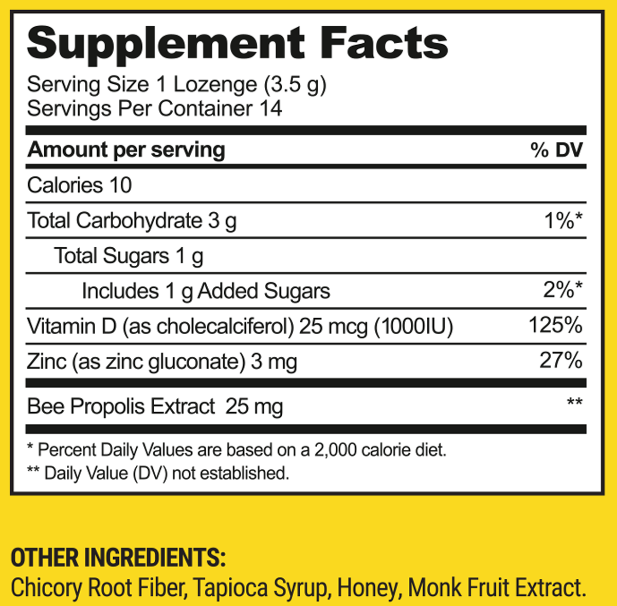 Propolis Soothing Lozenges Honey 14 Drops Supplement Facts